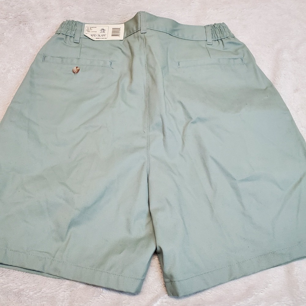NWT Vintage Grand Slam Sage Green Pleated 7" Inseam High Rise Casual Shorts 36 - Picture 5 of 8